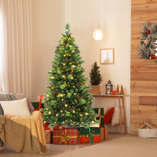 Topbuy 6/7/8 FT Artificial Christmas Tree Pre-lit Xmas Tree with 300/400/500 Multi-Color & Warm-White LED Lights