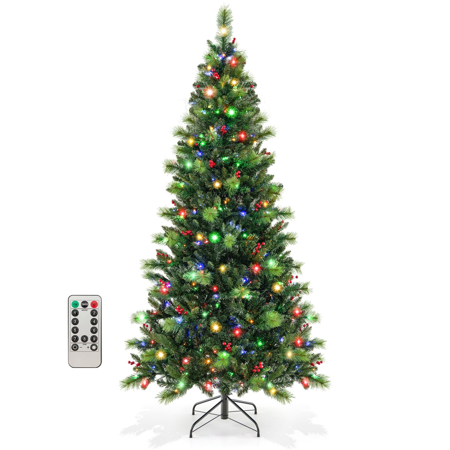 Topbuy 6/7/8 FT Artificial Christmas Tree Pre-lit Xmas Tree with 300/400/500 Multi-Color & Warm-White LED Lights
