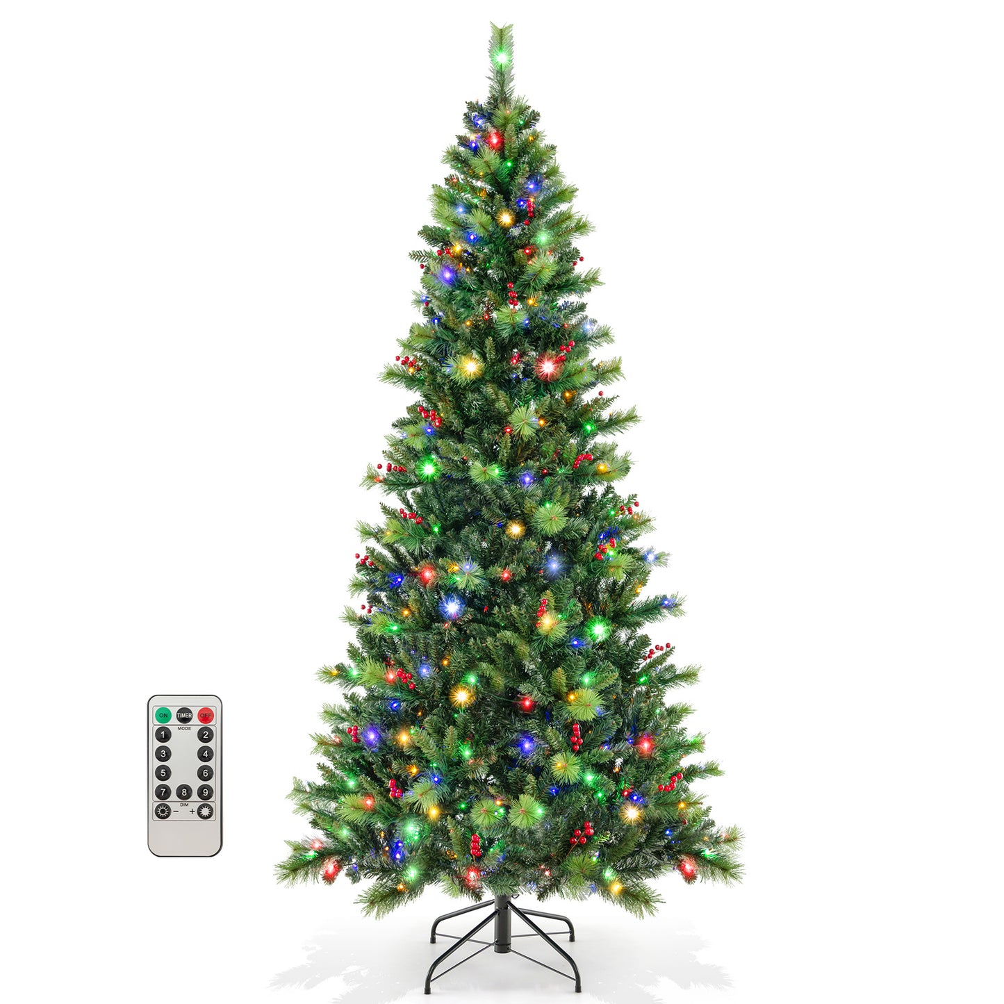Topbuy 6/7/8 FT Artificial Christmas Tree Pre-lit Xmas Tree with 300/400/500 Multi-Color & Warm-White LED Lights