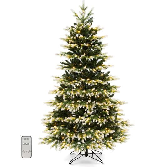 Topbuy 6/7FT Pre-lit Artificial Xmas Tree Hinged Xmas Tree with 350/500 LED Lights