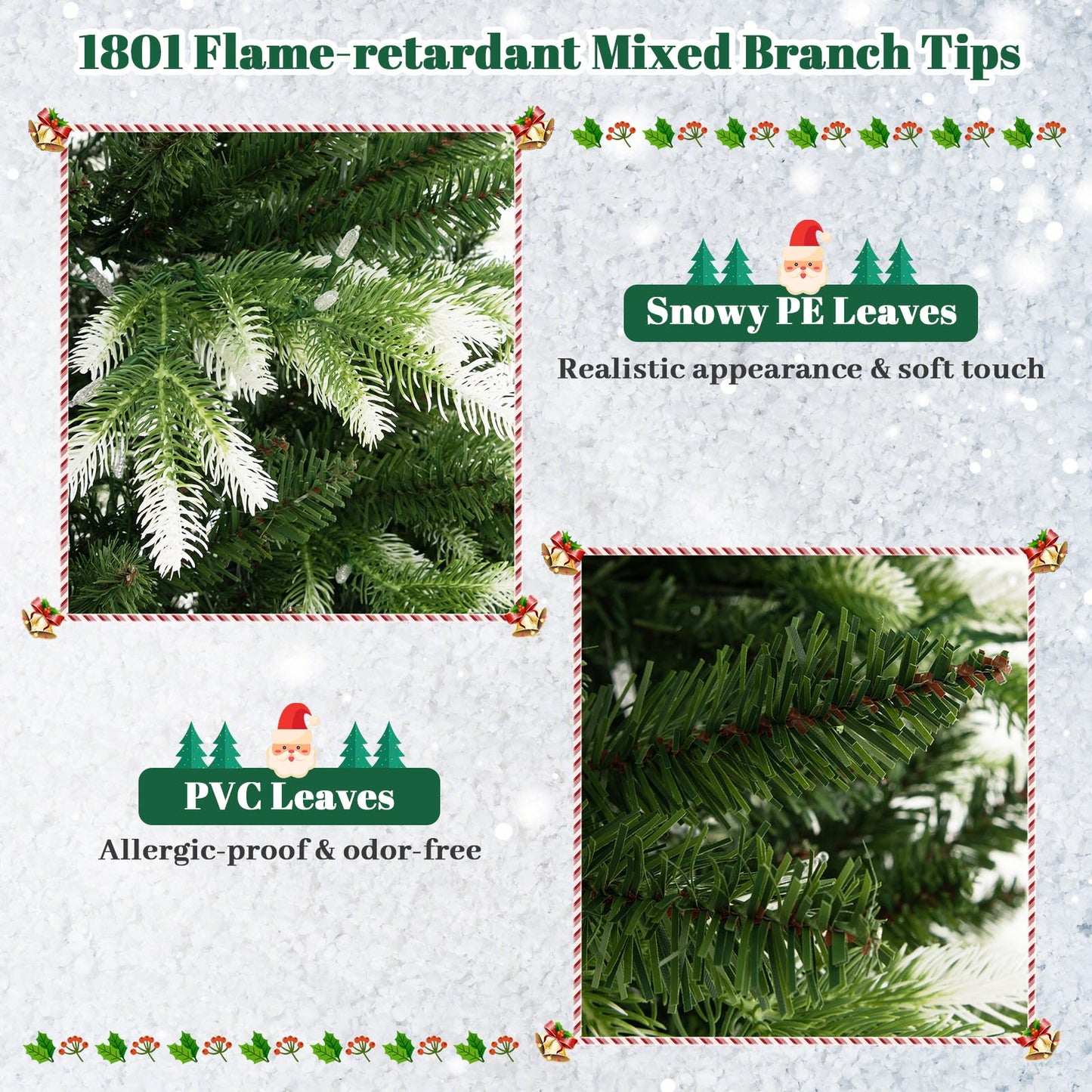 Topbuy 6/7FT Pre-lit Artificial Xmas Tree Hinged Xmas Tree with 350/500 LED Lights