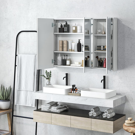 Topbuy Medicine Mirror Cabinet Space Saving Bathroom Wall Cabinet with Metal Hinge Adjustable Shelf Expansion Bolt