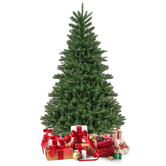 Topbuy 6FT Pre-lit Artificial Christmas Tree Hinged Xmas Tree with 500 Warm White Lights 912 Mixed Branch Tips