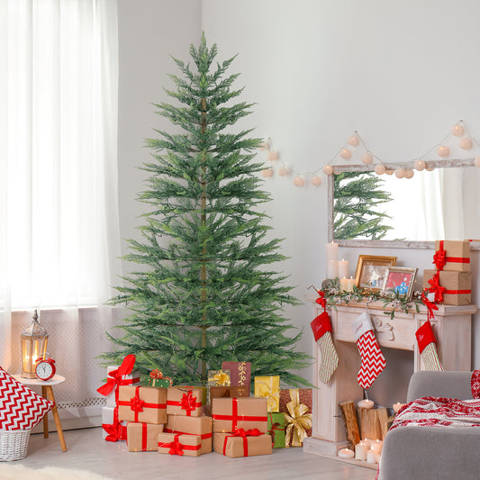 Topbuy 6.5/7.5 FT Artificial Cypress Christmas Tree Pre-lit Hinged Xmas Tree with 430/540 Warm White LED Lights 470/612 Highly Simulated Branch Tips