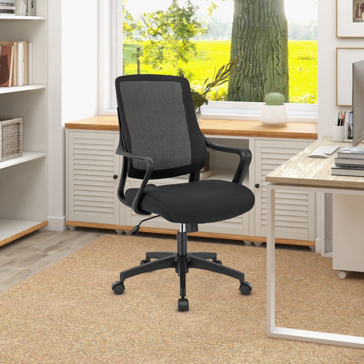 Topbuy Ergonomic Office Chair Height-adjustable Home Office Chair Breathable Mesh Computer w/ Wheels Swivel Task Desk Chair