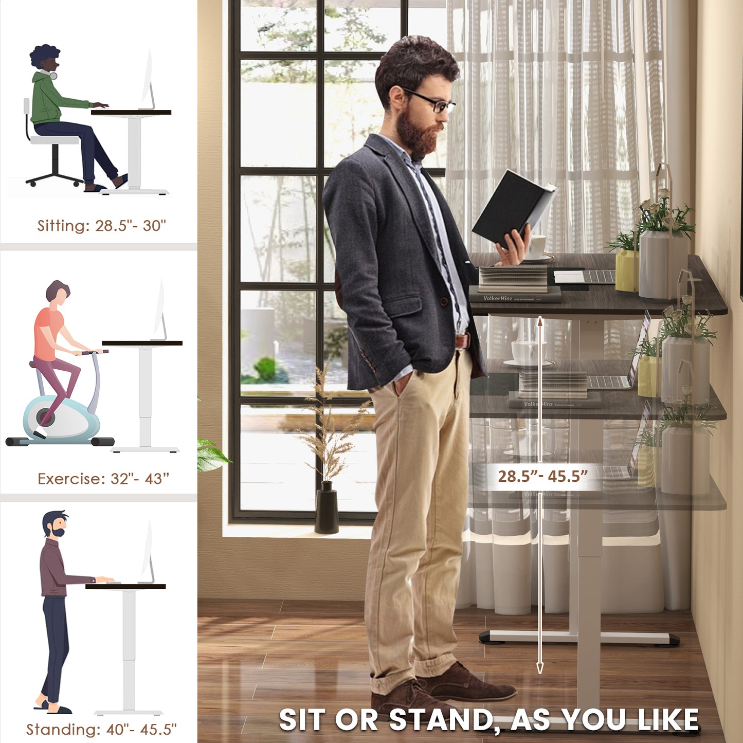 Topbuy Height Adjustable Electric Standing Desk 55'' x 28'' Sit to Stand Electric Desk w/ Metal Frame & Powerful Motor