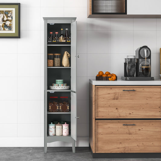 Topbuy Freestanding Bathroom Storage Cabinet Tall Narrow Storage Cabinet with 1 Adjustable Shelf 1 Drawer and 2 Doors Gray/Coffee/Black/White