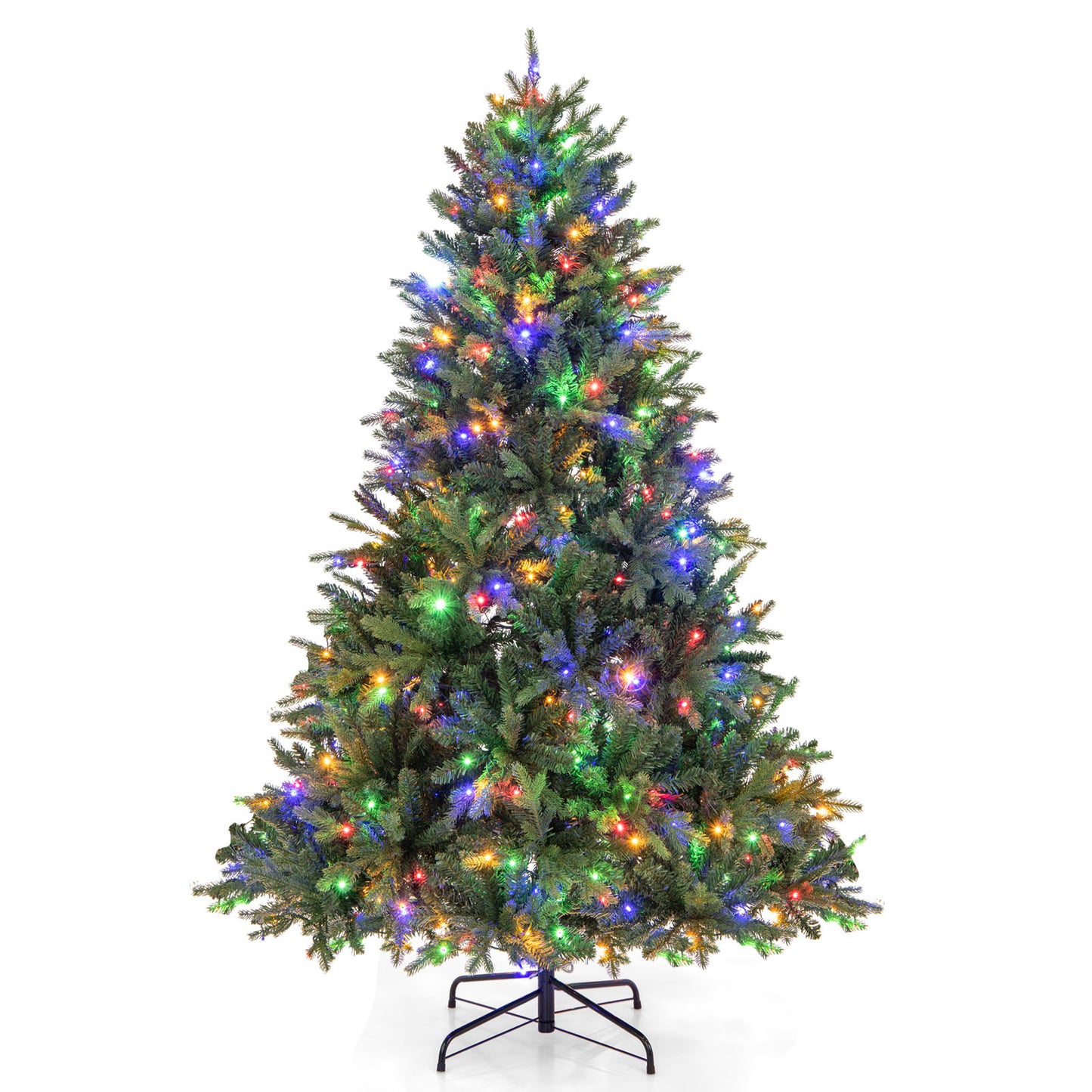 Topbuy 5/6/7 FT Pre-lit Artificial Christmas Tree Hinged Xmas Tree with 844/1168/1646 Branch Tips 250/350/470 Multi-color & Warm White LED Lights