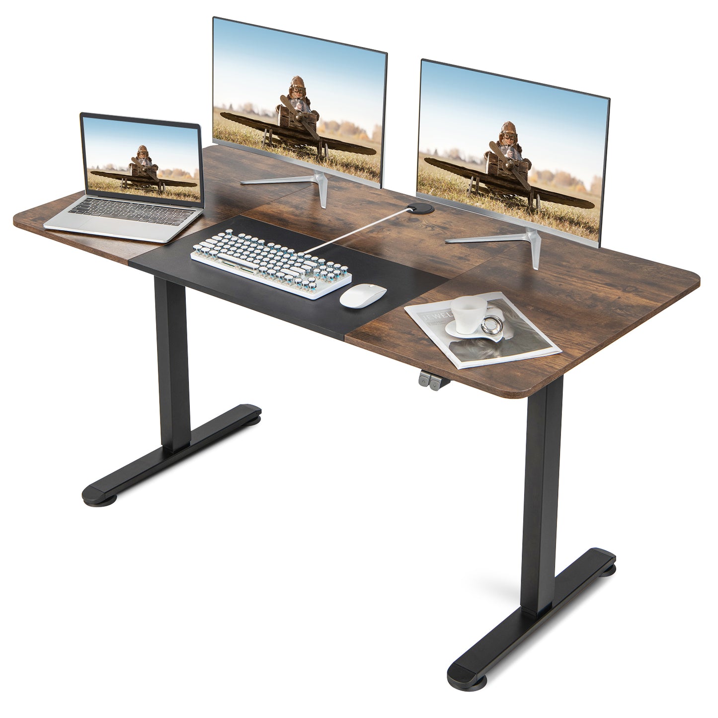 Topbuy Height Adjustable Electric Standing Desk 55'' x 28'' Sit to Stand Electric Desk w/ Metal Frame & Powerful Motor