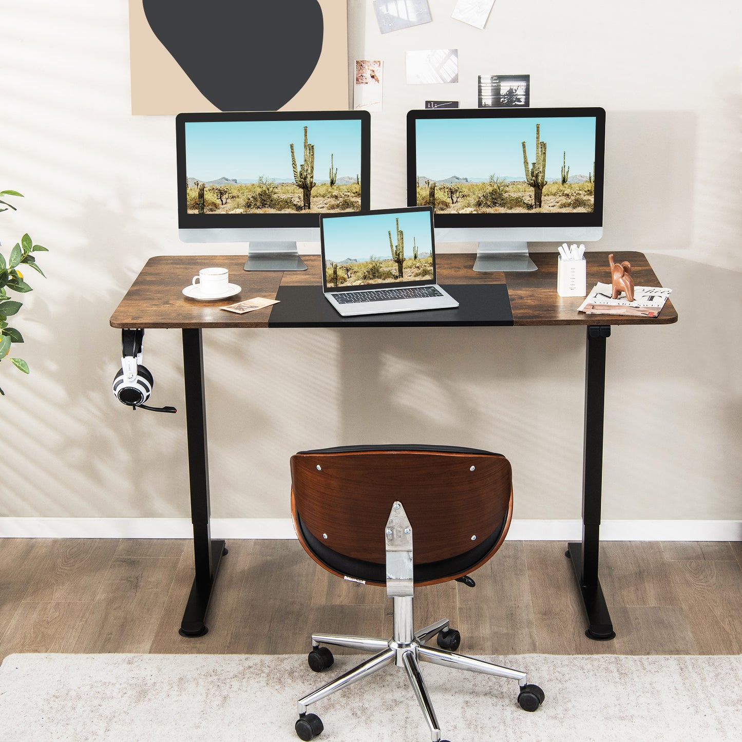 Topbuy Height Adjustable Electric Standing Desk 55'' x 28'' Sit to Stand Electric Desk w/ Metal Frame & Powerful Motor