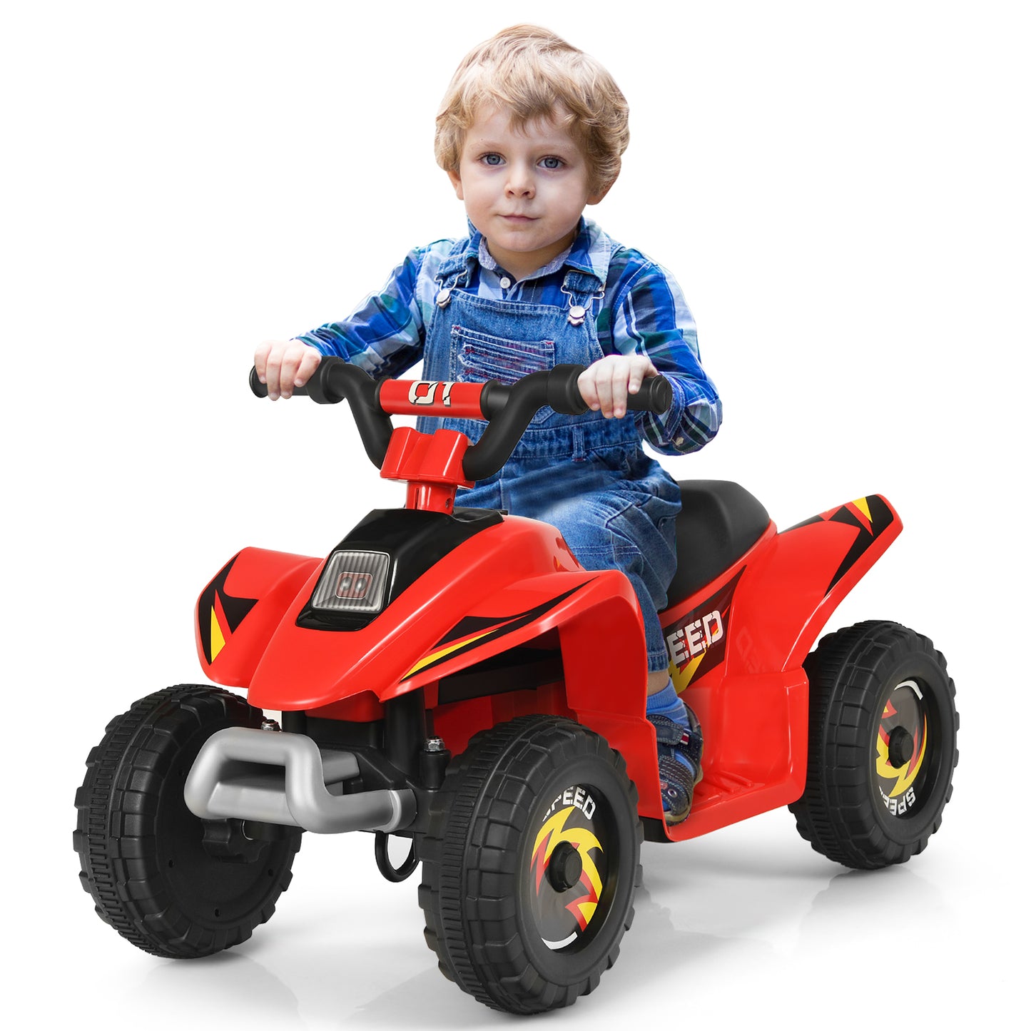 Topbuy 6V Kids Mini Electric Quad ATV Battery Powered Toddler Ride On Toy Black/Blue/Red/White