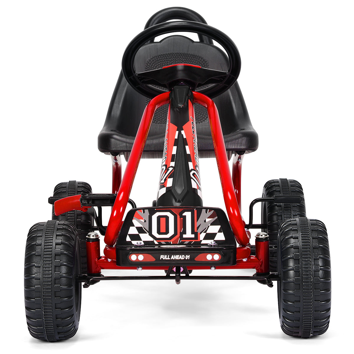 Topbuy 4-Wheel Kids Pedal Powered Ride on Go Kart with Adjustable Seat & Handbrake Blue/Green/Red