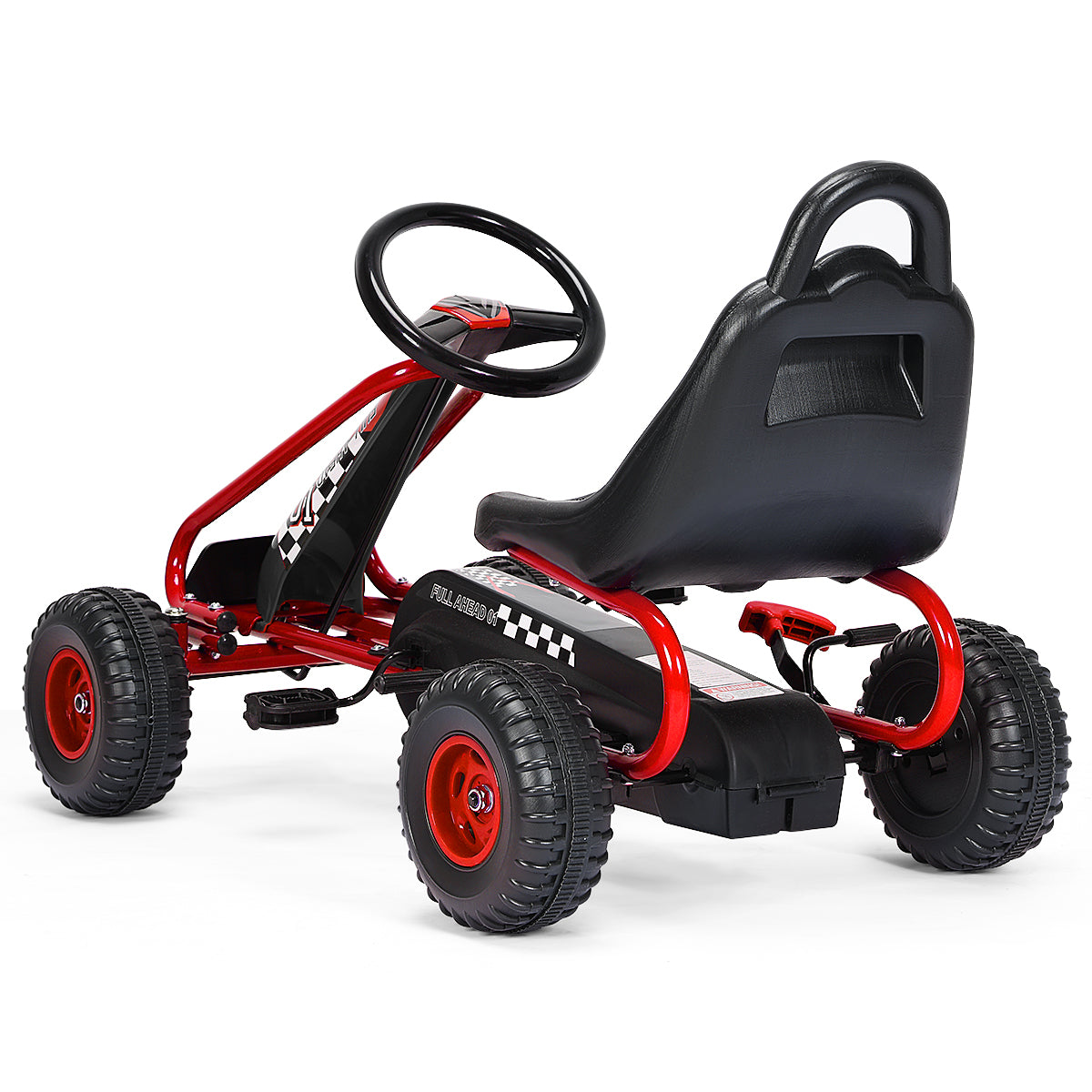 Topbuy 4-Wheel Kids Pedal Powered Ride on Go Kart with Adjustable Seat & Handbrake Blue/Green/Red