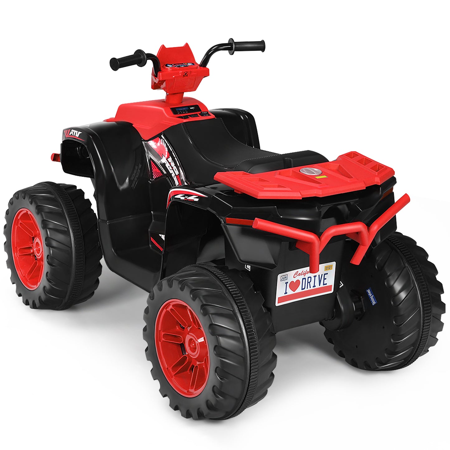 Topbuy 12V Electric Kids Quad ATV Ride on Car with LED Lights& Black/Navy/Red/White/Purple/Orange/Yellow/Pink