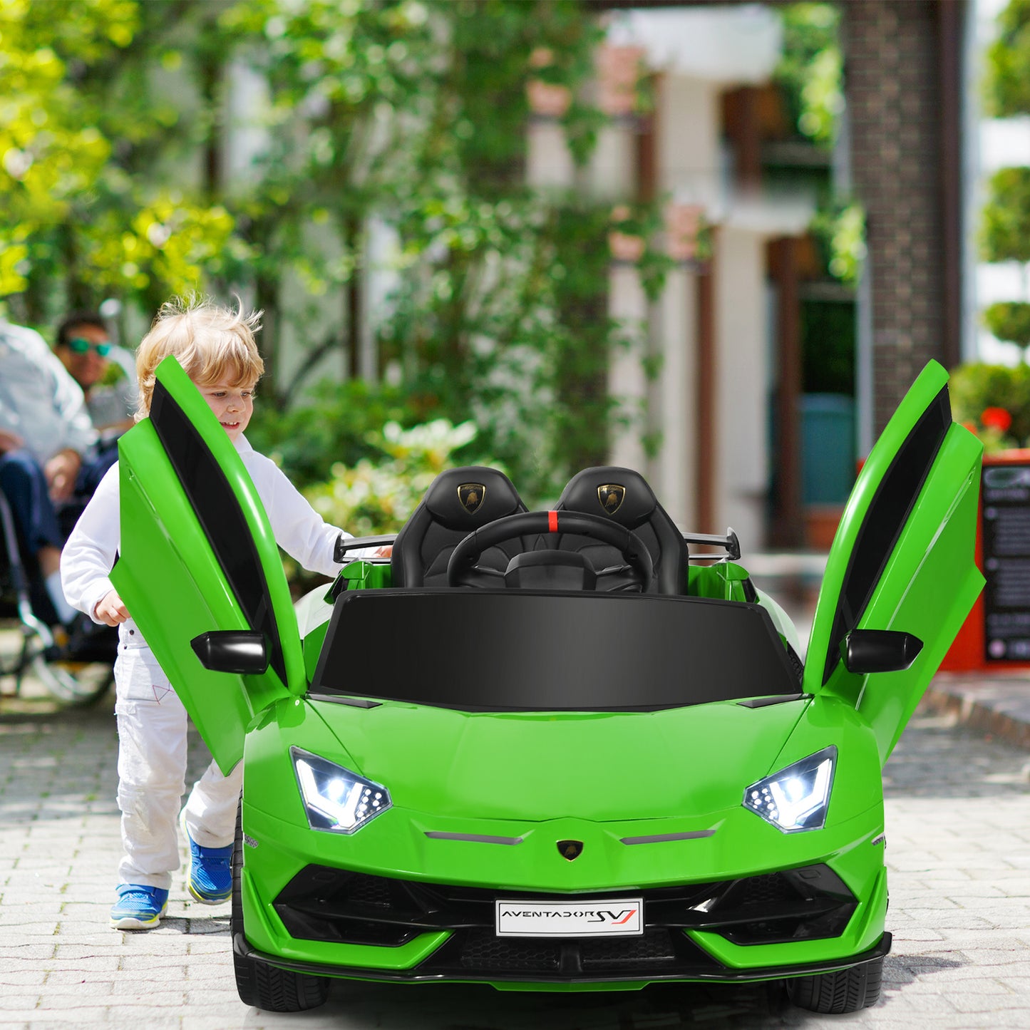 Topbuy Licensed Lamborghini Kids Electric Ride On Car 12V Motorized Vehicles with LED Lights Black/Green/Red/White