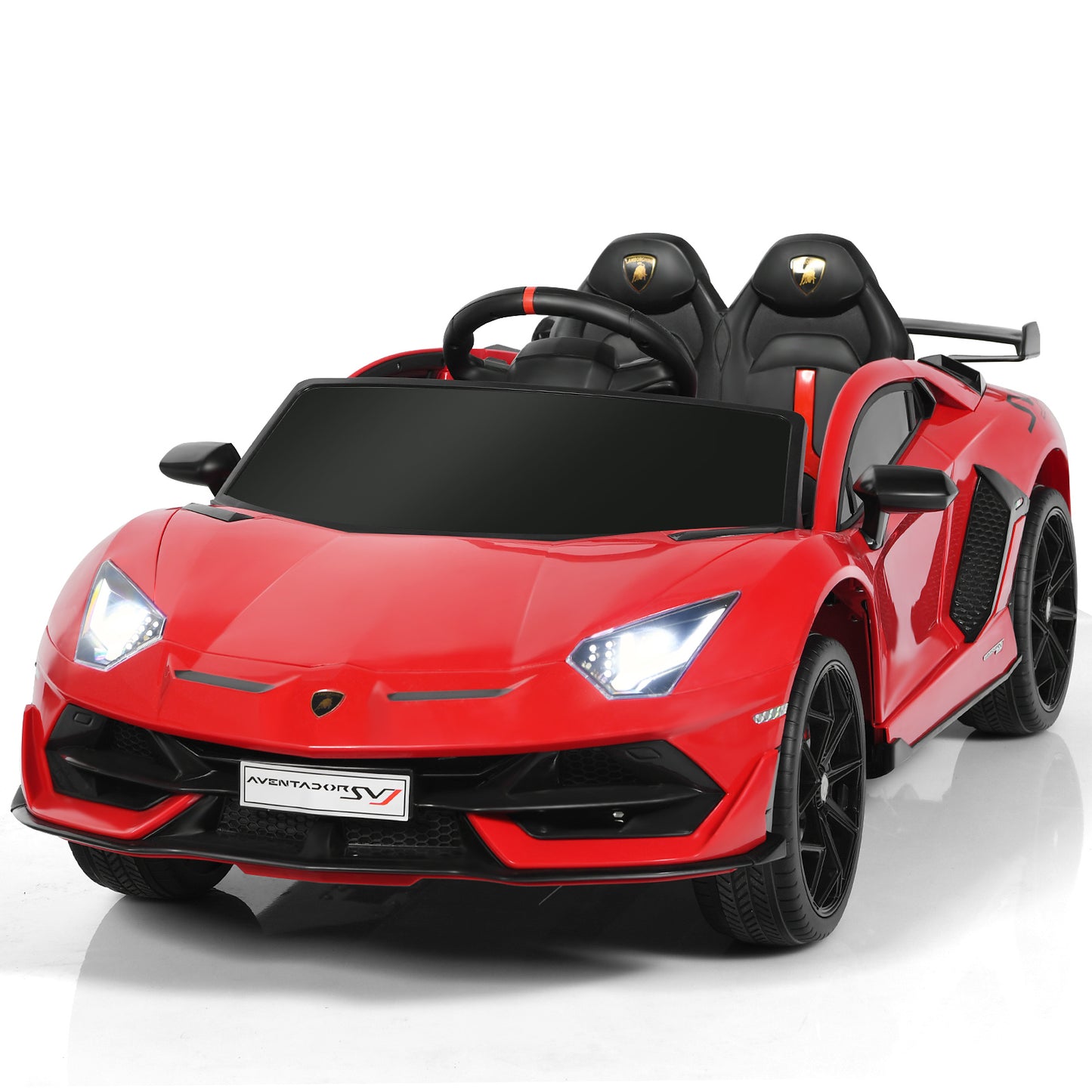 Topbuy Licensed Lamborghini Kids Electric Ride On Car 12V Motorized Vehicles with LED Lights Black/Green/Red/White