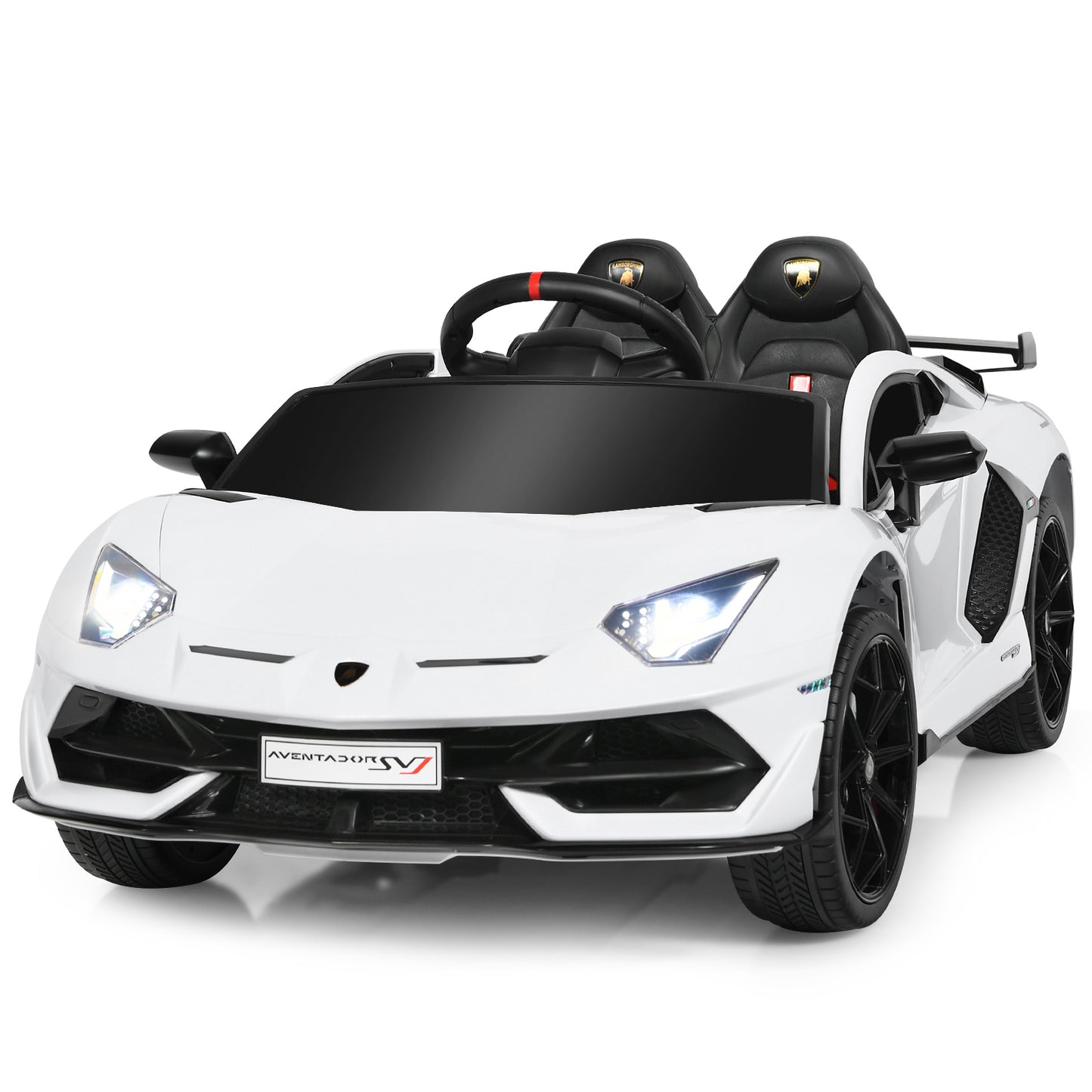 Topbuy Licensed Lamborghini Kids Electric Ride On Car 12V Motorized Vehicles with LED Lights Black/Green/Red/White