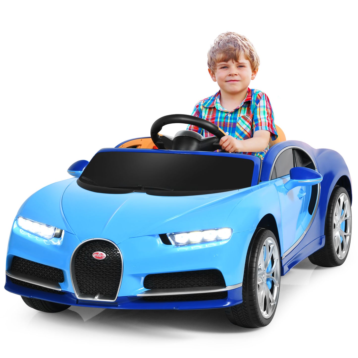 Topbuy Licensed Bugatti Kids Ride On Car Electric Racing Toy with Remote Control Black/Blue/Pink/Red/White