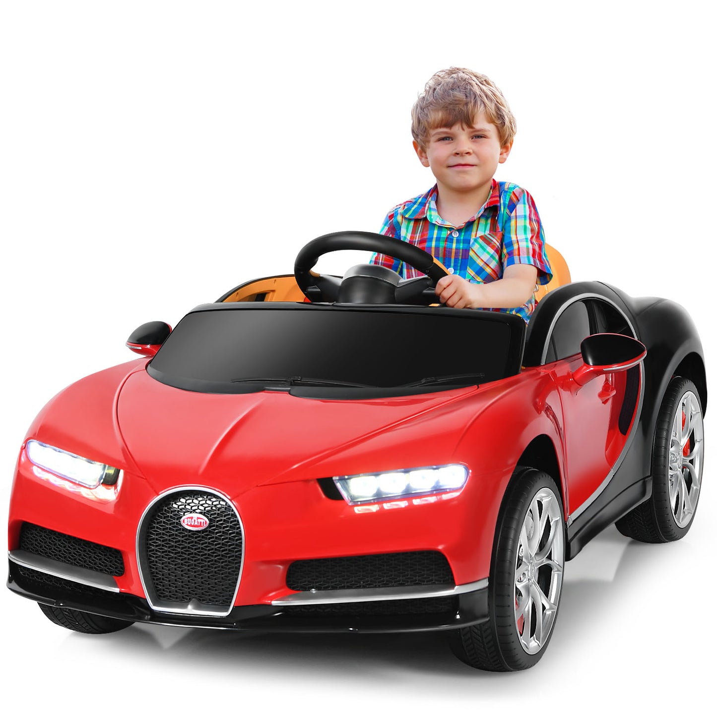 Topbuy Licensed Bugatti Kids Ride On Car Electric Racing Toy with Remote Control Black/Blue/Pink/Red/White