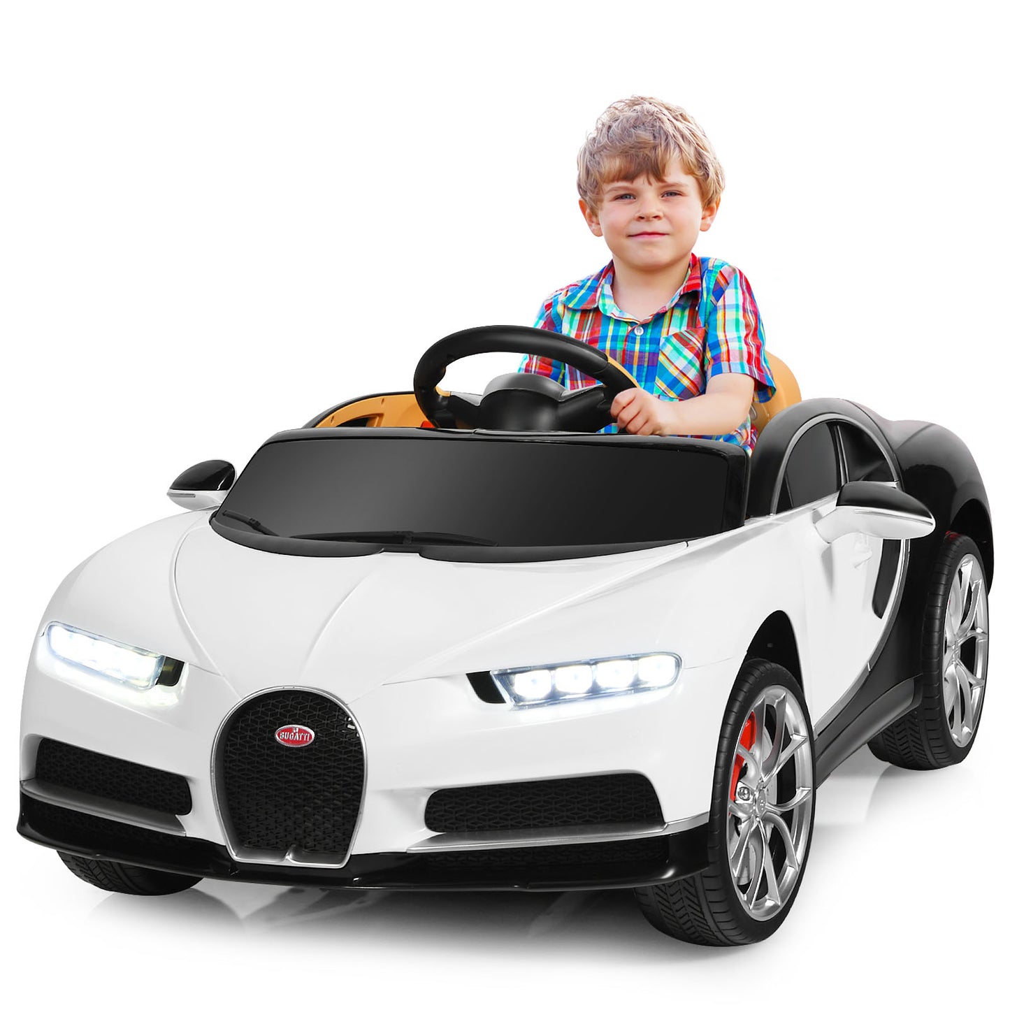 Topbuy Licensed Bugatti Kids Ride On Car Electric Racing Toy with Remote Control Black/Blue/Pink/Red/White