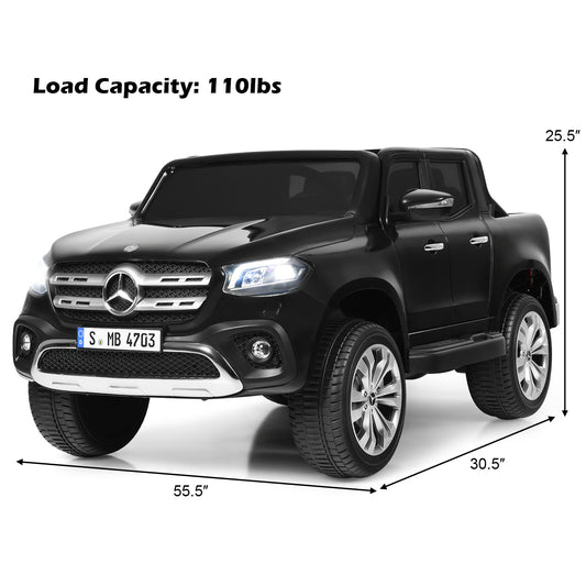 Topbuy 2-Seater Electric Kids Ride On Car Licensed Benz Toy Car with Remote Control Black/Black+White/Red/White